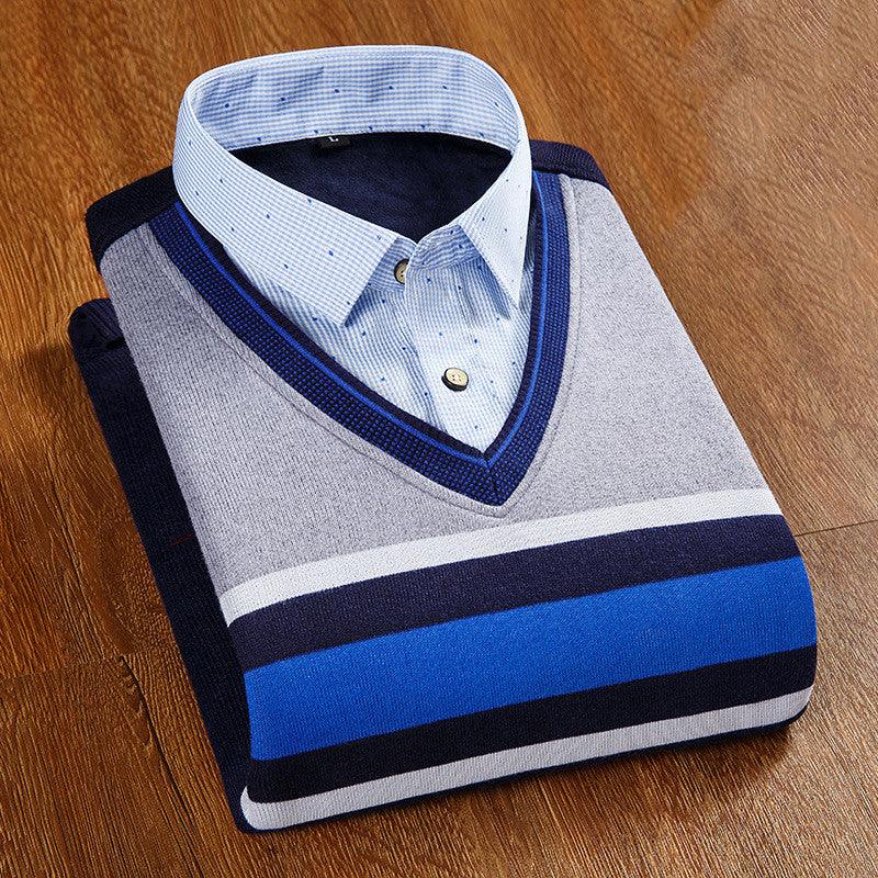 Men's thickened fake two knitwear - melvincucci