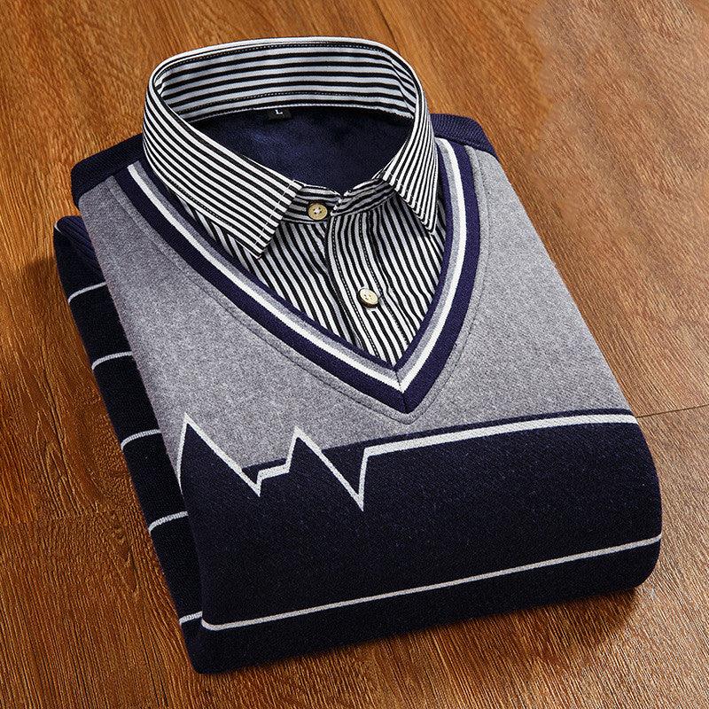 Men's thickened fake two knitwear - melvincucci