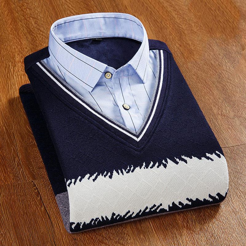 Men's thickened fake two knitwear - melvincucci