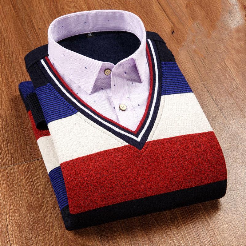 Men's thickened fake two knitwear - melvincucci