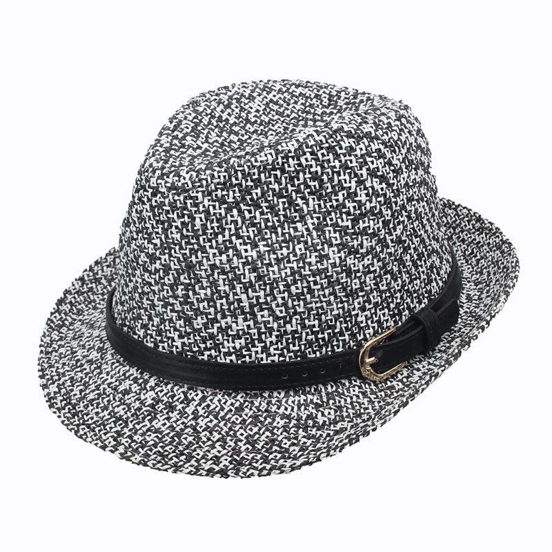 Men Summer Woven Straw Hat Outdoor Sun Protection Wild Brimmed Jazz Hat Visor - melvincucci
