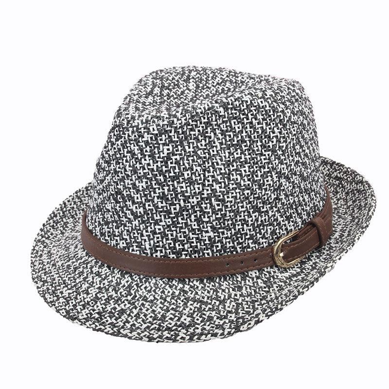 Men Summer Woven Straw Hat Outdoor Sun Protection Wild Brimmed Jazz Hat Visor - melvincucci