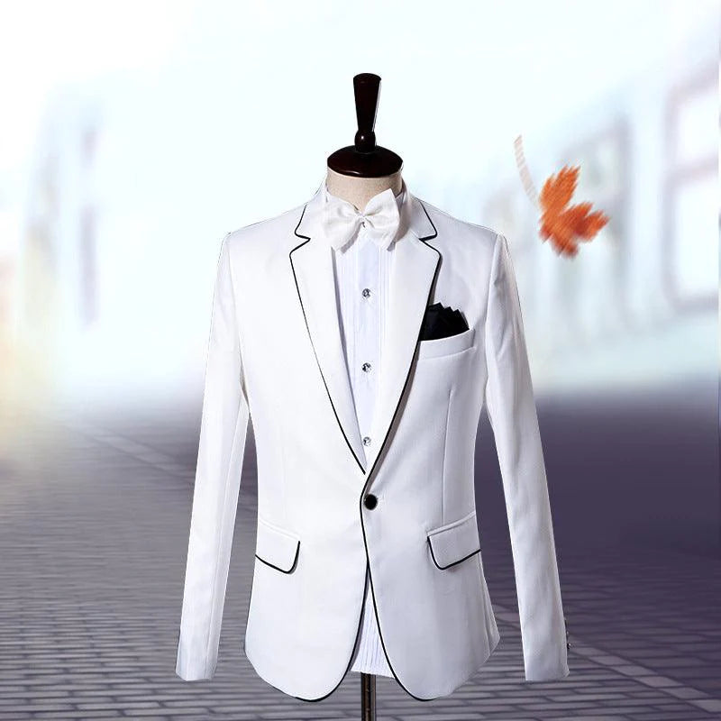 Men Three Piece Black Thin Sided Suit - melvincucci