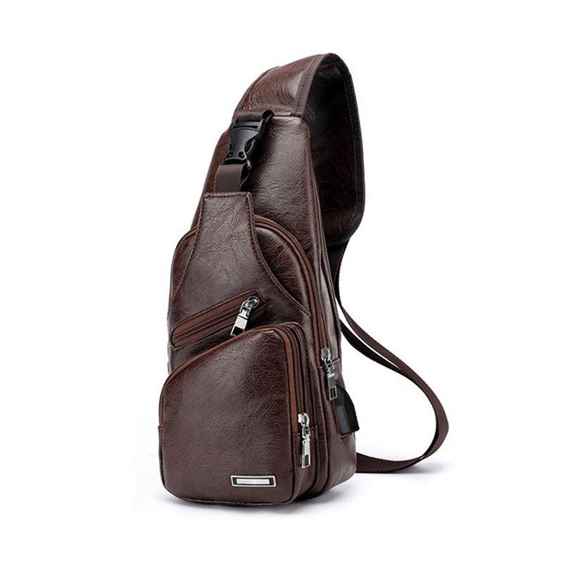 Men USB Charging Bag Men Chest Bag for Custom PU PVC Shoulder Bag Diagonal Package Messenger Travel Bag Cross Body Bags - melvincucci