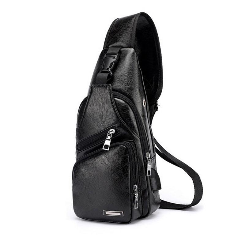 Men USB Charging Bag Men Chest Bag for Custom PU PVC Shoulder Bag Diagonal Package Messenger Travel Bag Cross Body Bags - melvincucci