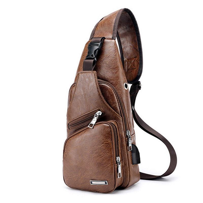 Men USB Charging Bag Men Chest Bag for Custom PU PVC Shoulder Bag Diagonal Package Messenger Travel Bag Cross Body Bags - melvincucci