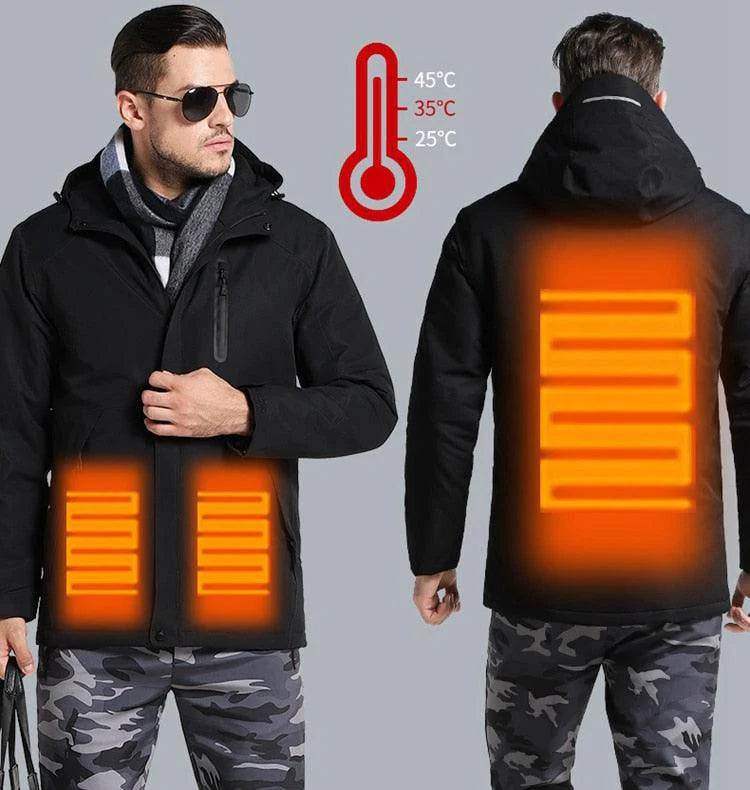 Men Women Winter Thick USB Heating Cotton Jacket Outdoor Waterproof Windbreaker Hiking Camping Trekking Climbing Coats - melvincucci
