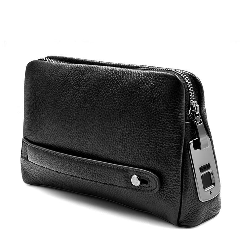 Mens Wallet Fingerprint Lock Bag First Layer Cowhide Business Handbag Men Fashion Fingerprint Men Bag - melvincucci