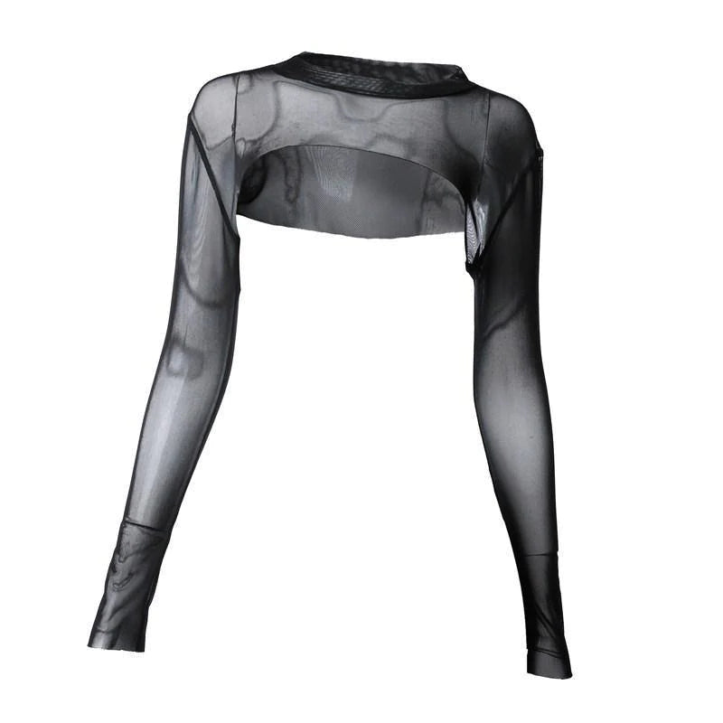 Mesh Blouse Long Sleeve T-shirt Women - melvincucci