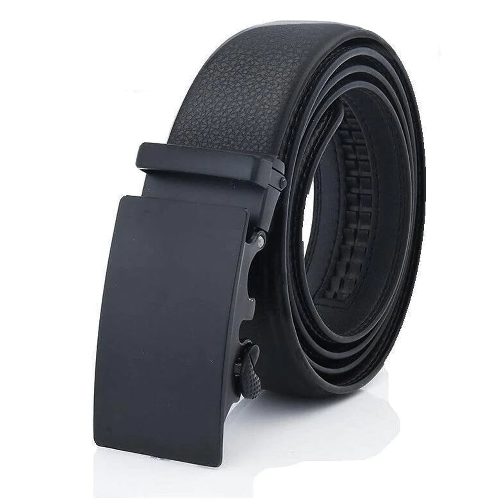 Microfiber Leather Mens Ratchet Belt Belts For Men Adjustable Automatic Buckle Black - melvincucci