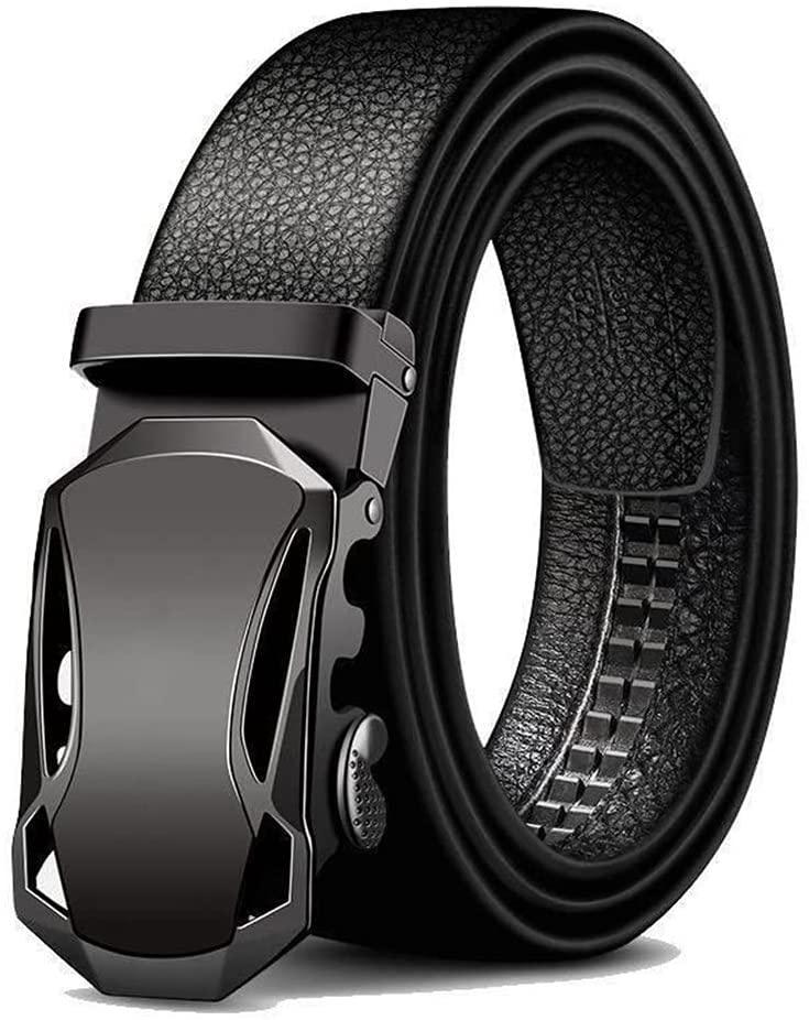 Microfiber Leather Ratchet Belt Adjustable Automatic Buckle Black Belts For Men - melvincucci