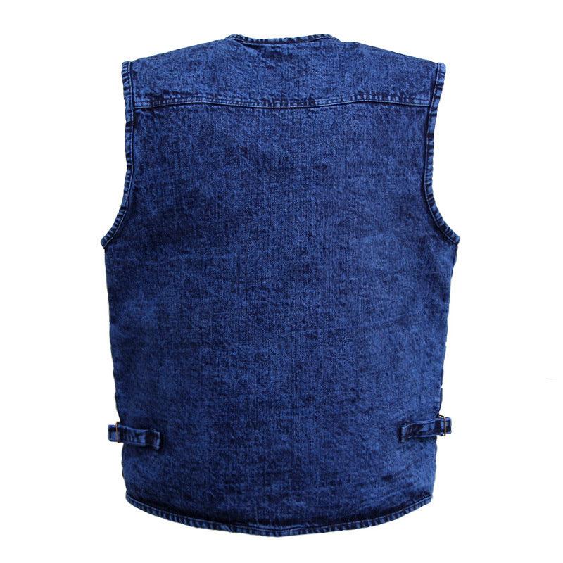 Middle-aged And Elderly Denim Vest Men With Multiple Pockets - melvincucci