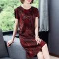 Middle-aged And Elderly Ice Silk Print Dress Fashion Casual - melvincucci