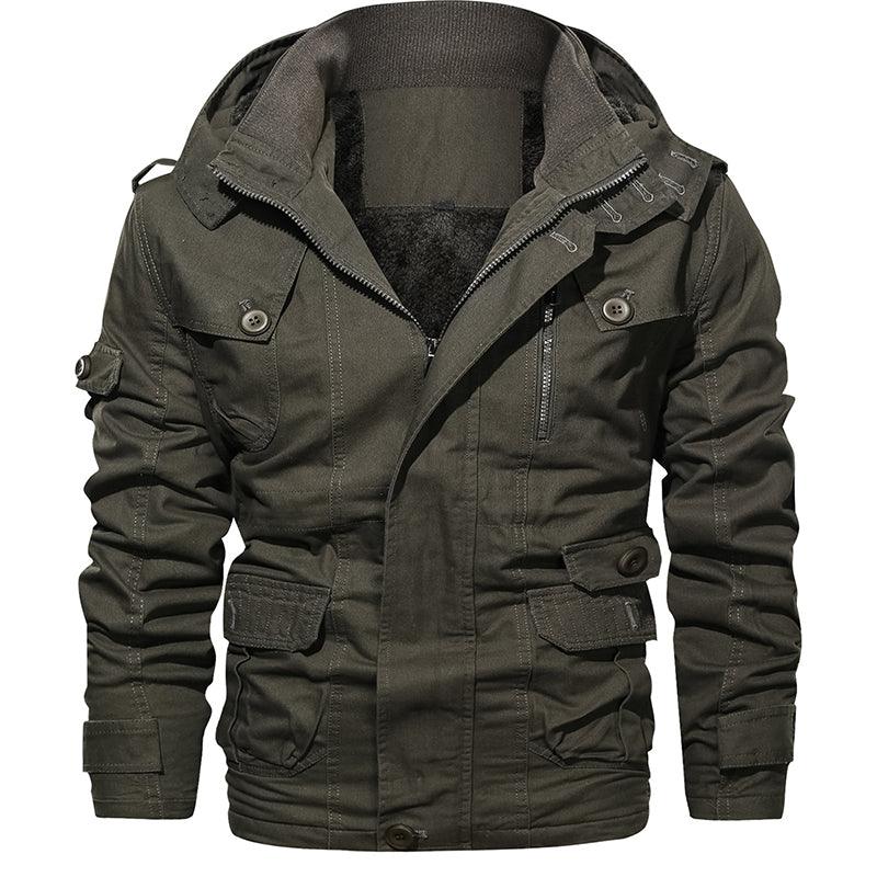 Military Men Jacket Thick Fleece And Windproof Coats Mid-Length Lapel Collar Men Jacket - melvincucci