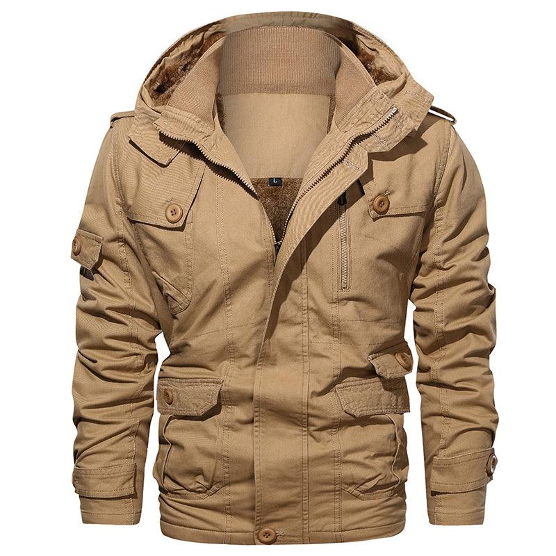 Military Men Jacket Thick Fleece And Windproof Coats Mid-Length Lapel Collar Men Jacket - melvincucci