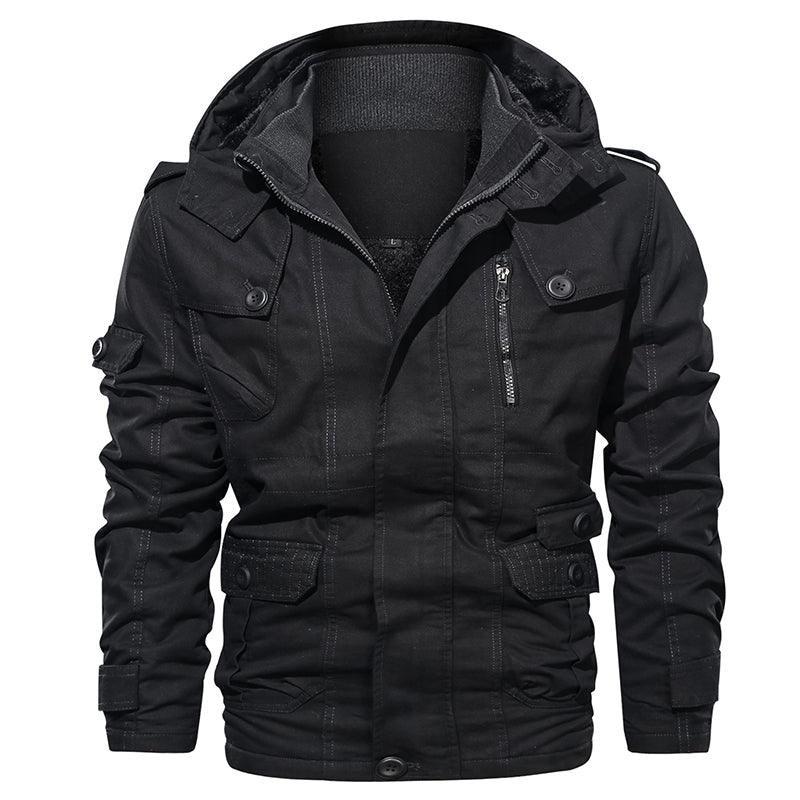 Military Men Jacket Thick Fleece And Windproof Coats Mid-Length Lapel Collar Men Jacket - melvincucci