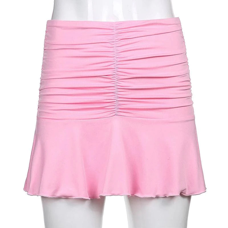 Mini Skirt Ladies Fashion Y2K Summer Beachwear White Accessories Harajuku Skirt Fashion Pleated Skirt Female High Waist - melvincucci