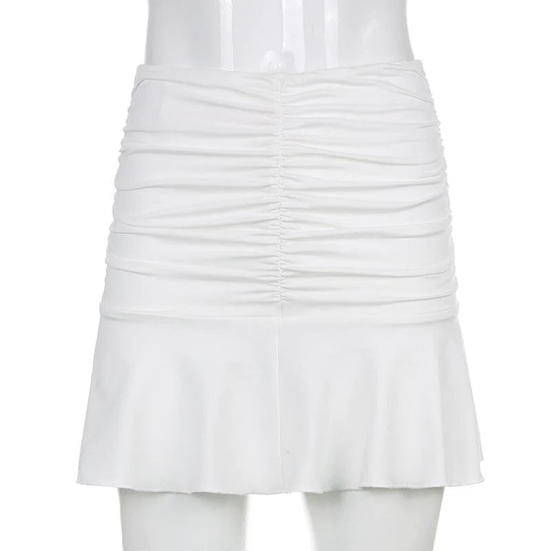 Mini Skirt Ladies Fashion Y2K Summer Beachwear White Accessories Harajuku Skirt Fashion Pleated Skirt Female High Waist - melvincucci