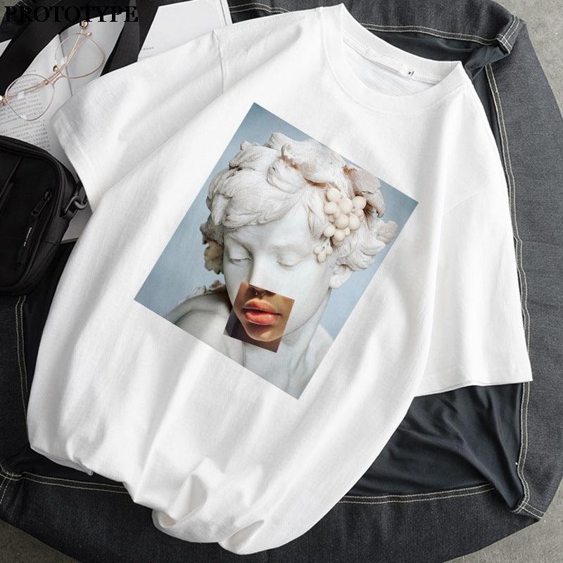 Mona Lisa T Shirt Women Retro Print Harajuku Aesthetic T Shirt Top - melvincucci