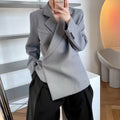 Mooirue Spring Elegant Women Blazer Long Sleeve Hidden Button Korea Suit Top Fashion Blue Black Khaki Blazers - melvincucci