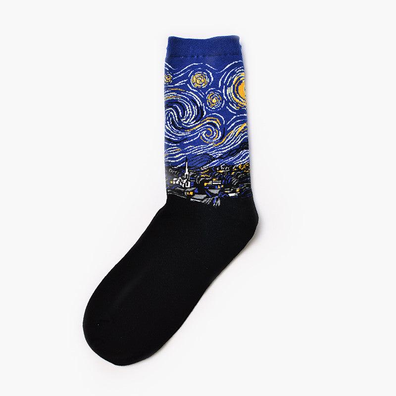 Moxiao factory direct selling Qiudong men''s socks new personality literature retro world famous painting men''s socks oil painting men''s socks - melvincucci