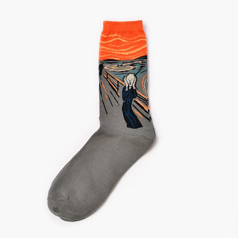 Moxiao factory direct selling Qiudong men''s socks new personality literature retro world famous painting men''s socks oil painting men''s socks - melvincucci