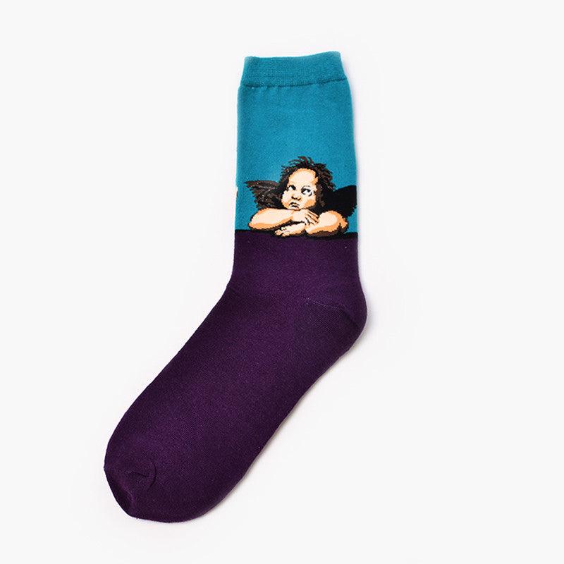 Moxiao factory direct selling Qiudong men''s socks new personality literature retro world famous painting men''s socks oil painting men''s socks - melvincucci