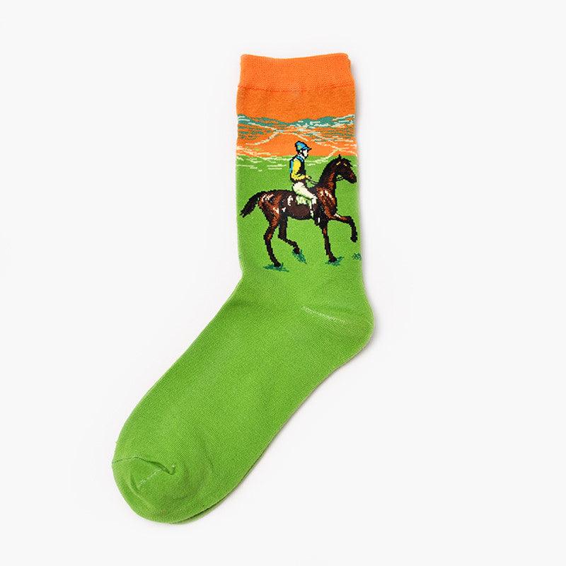 Moxiao factory direct selling Qiudong men''s socks new personality literature retro world famous painting men''s socks oil painting men''s socks - melvincucci
