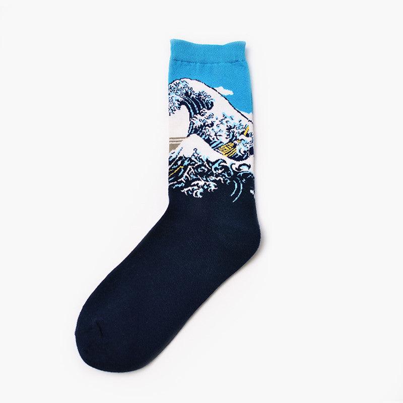 Moxiao factory direct selling Qiudong men''s socks new personality literature retro world famous painting men''s socks oil painting men''s socks - melvincucci