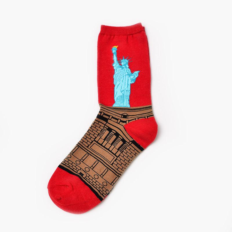 Moxiao factory direct selling Qiudong men''s socks new personality literature retro world famous painting men''s socks oil painting men''s socks - melvincucci