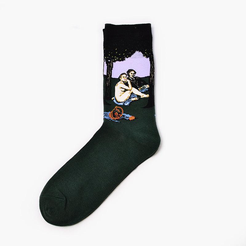 Moxiao factory direct selling Qiudong men''s socks new personality literature retro world famous painting men''s socks oil painting men''s socks - melvincucci