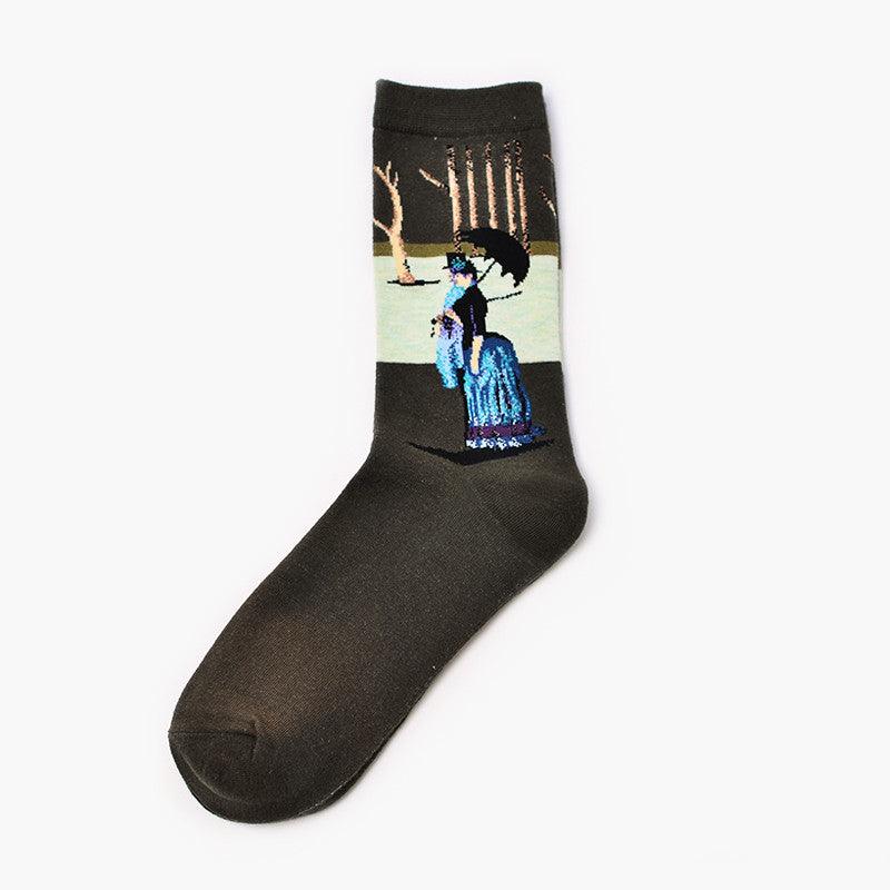 Moxiao factory direct selling Qiudong men''s socks new personality literature retro world famous painting men''s socks oil painting men''s socks - melvincucci