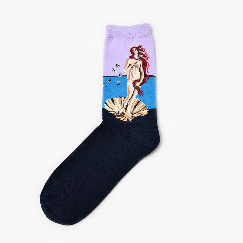 Moxiao factory direct selling Qiudong men''s socks new personality literature retro world famous painting men''s socks oil painting men''s socks - melvincucci