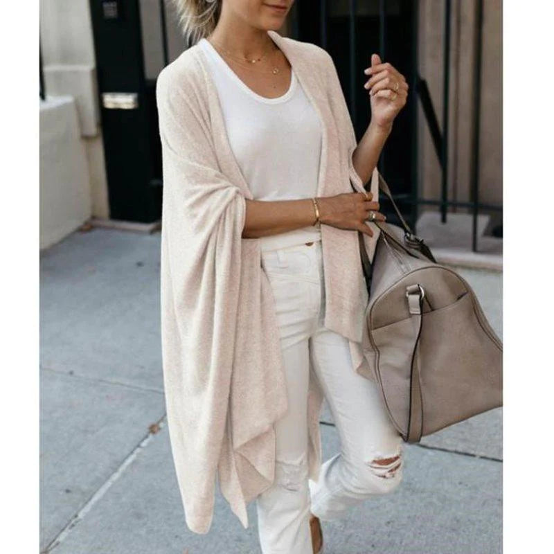 Ms Long loose irregular hem coat of knitting cardigan - melvincucci