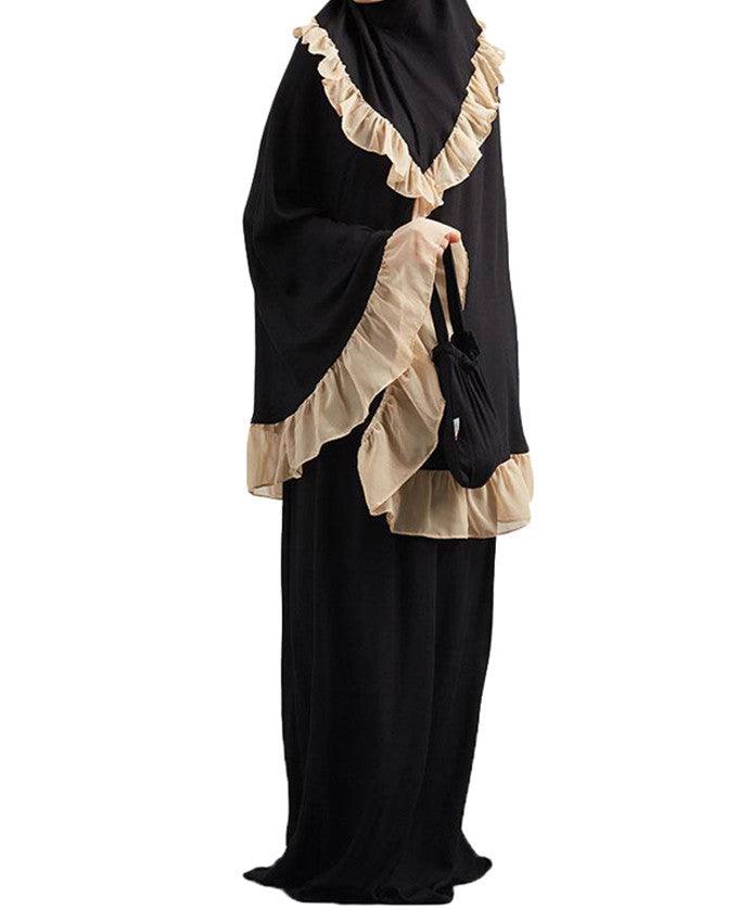 Muslim Kids Ramadan Girls Long Sleeve Dress Hijab Abaya Robe Arab Dubai Children Kaftan Headscarf Islamic Kids Robe Jilbab - melvincucci