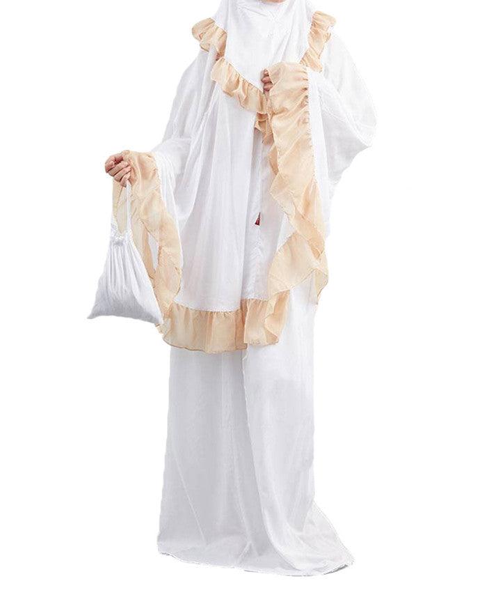 Muslim Kids Ramadan Girls Long Sleeve Dress Hijab Abaya Robe Arab Dubai Children Kaftan Headscarf Islamic Kids Robe Jilbab - melvincucci