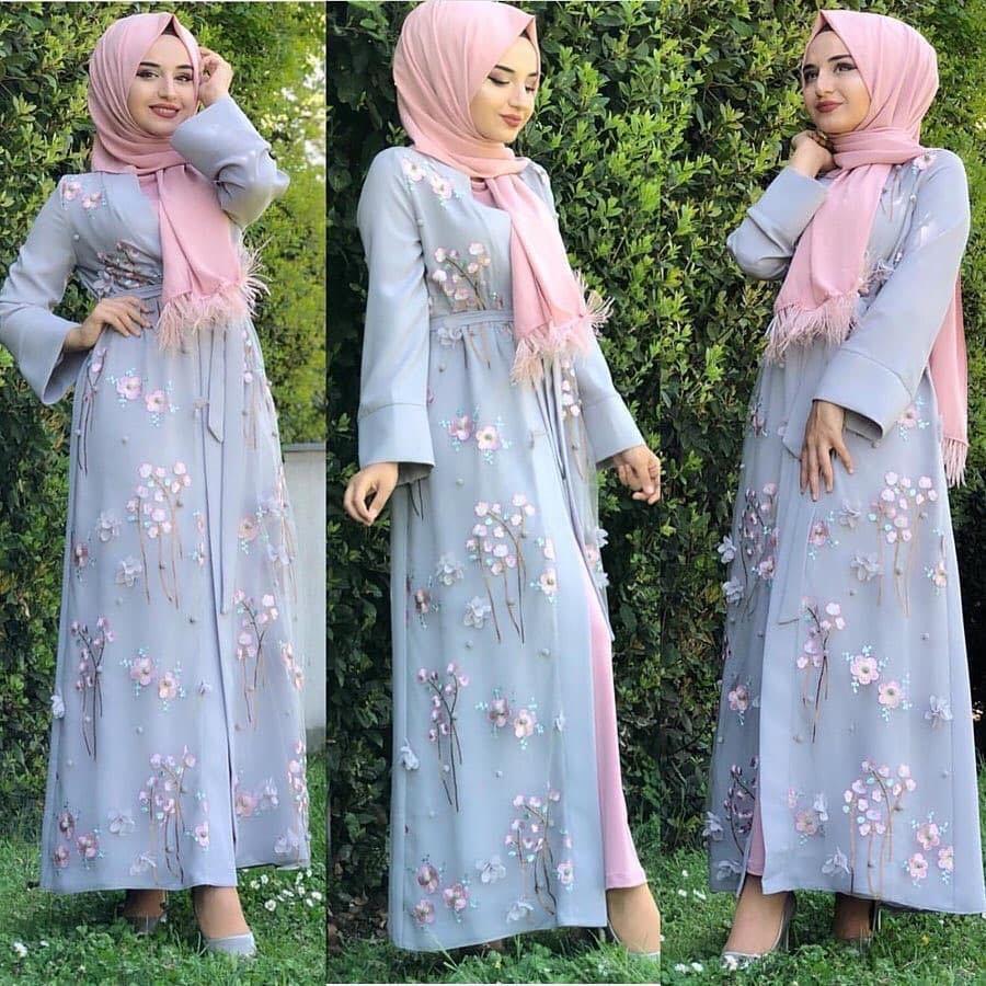 Muslim Print Abaya Kimono Floral Hijab Dress Arabic Dubai Af - melvincucci