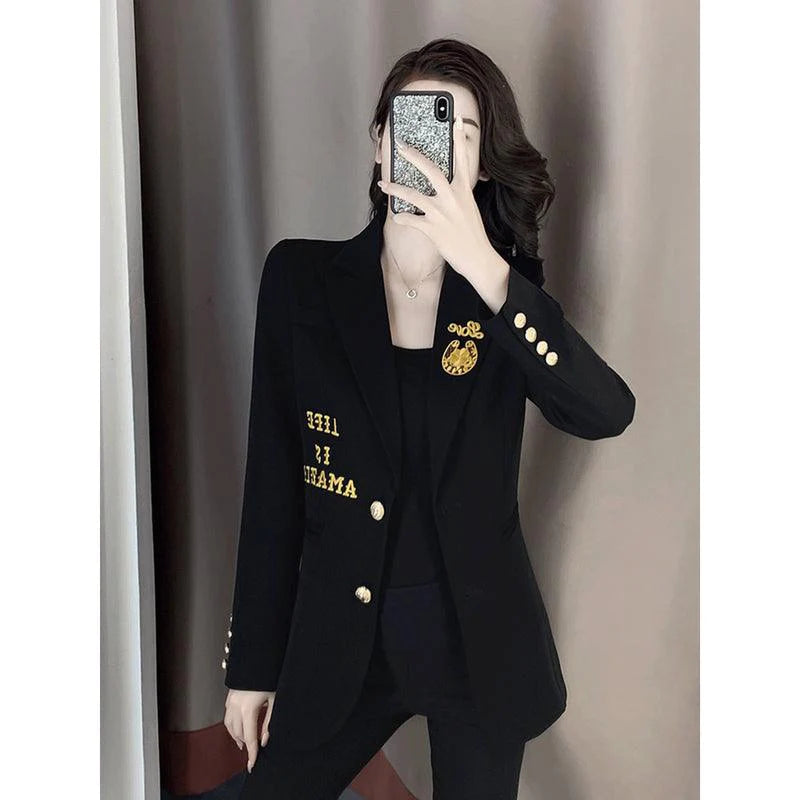 Net Red Casual Suit Top Spring And Autumn New Korean Waist British Temperament Blazer - melvincucci