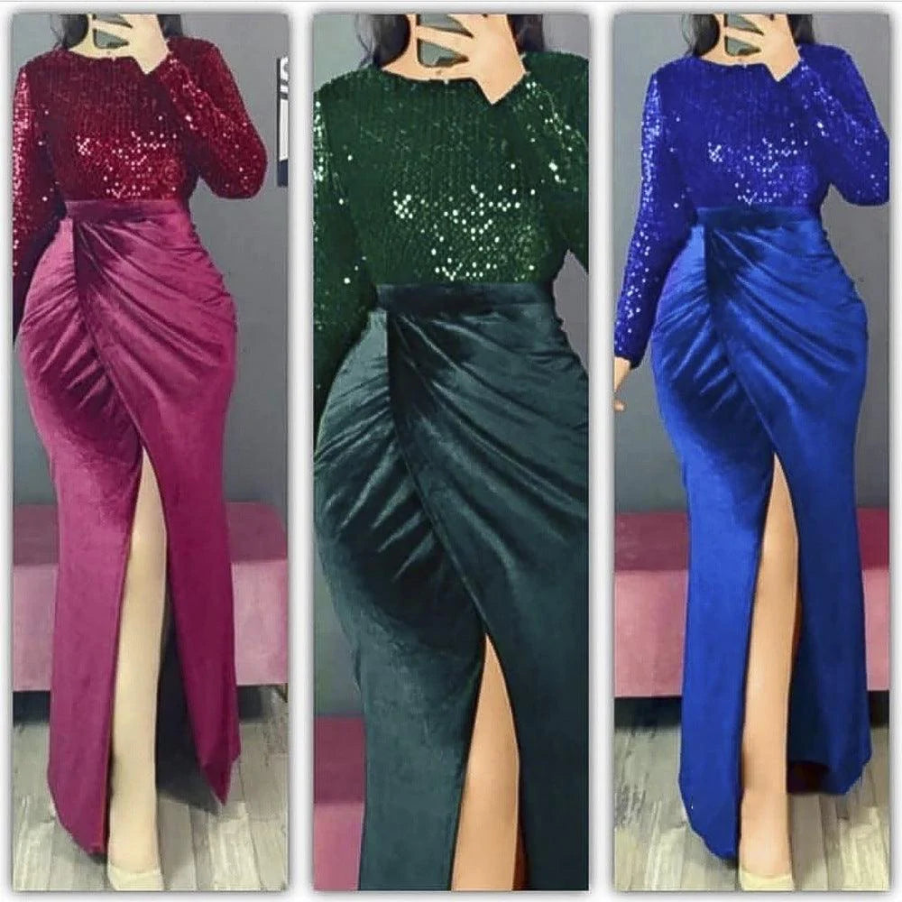 New African Sequined Banquet Evening Dress - melvincucci