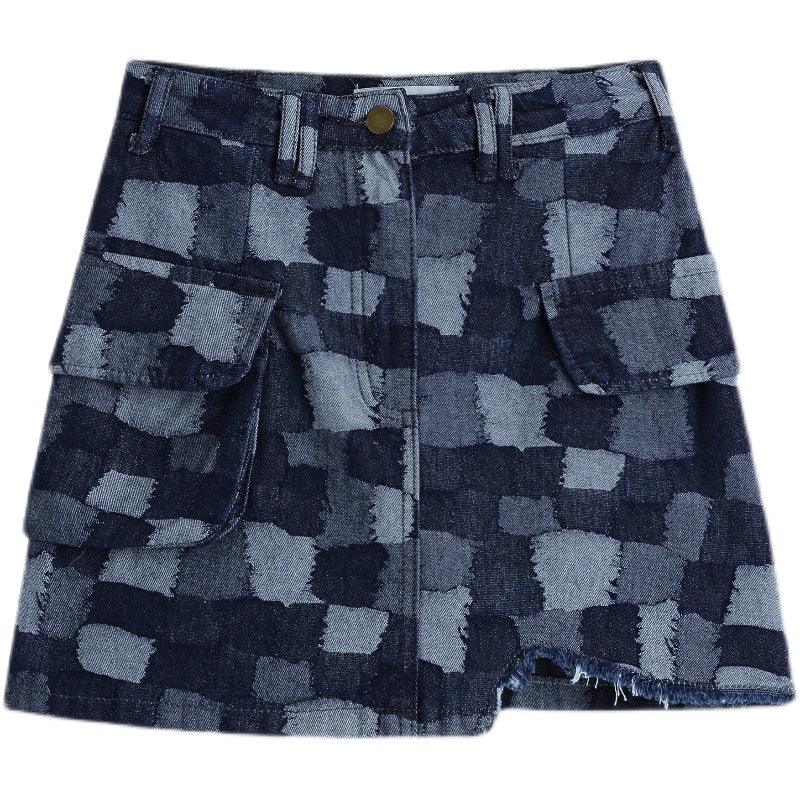 New All-match Plaid Denim Skirt Women - melvincucci