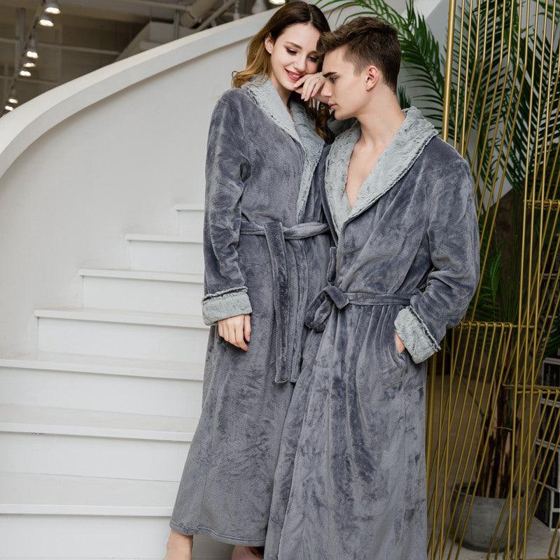 New Couple Extended Flannel Bathrobe - melvincucci