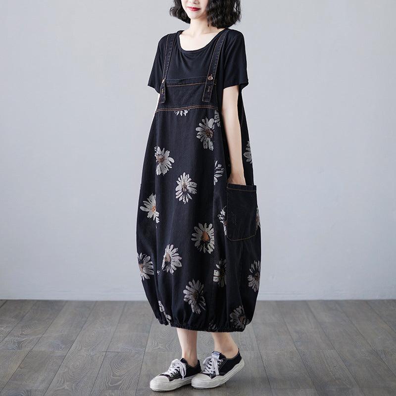 New Denim Print Strap Skirt For Women - melvincucci