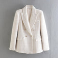 New European And American Women's Textured Double-breasted Blazer - melvincucci