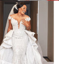 New Foreign Trade Wedding Dress Wholesale African Mermaid Detachable Lace Mermaid Wedding Dress - melvincucci