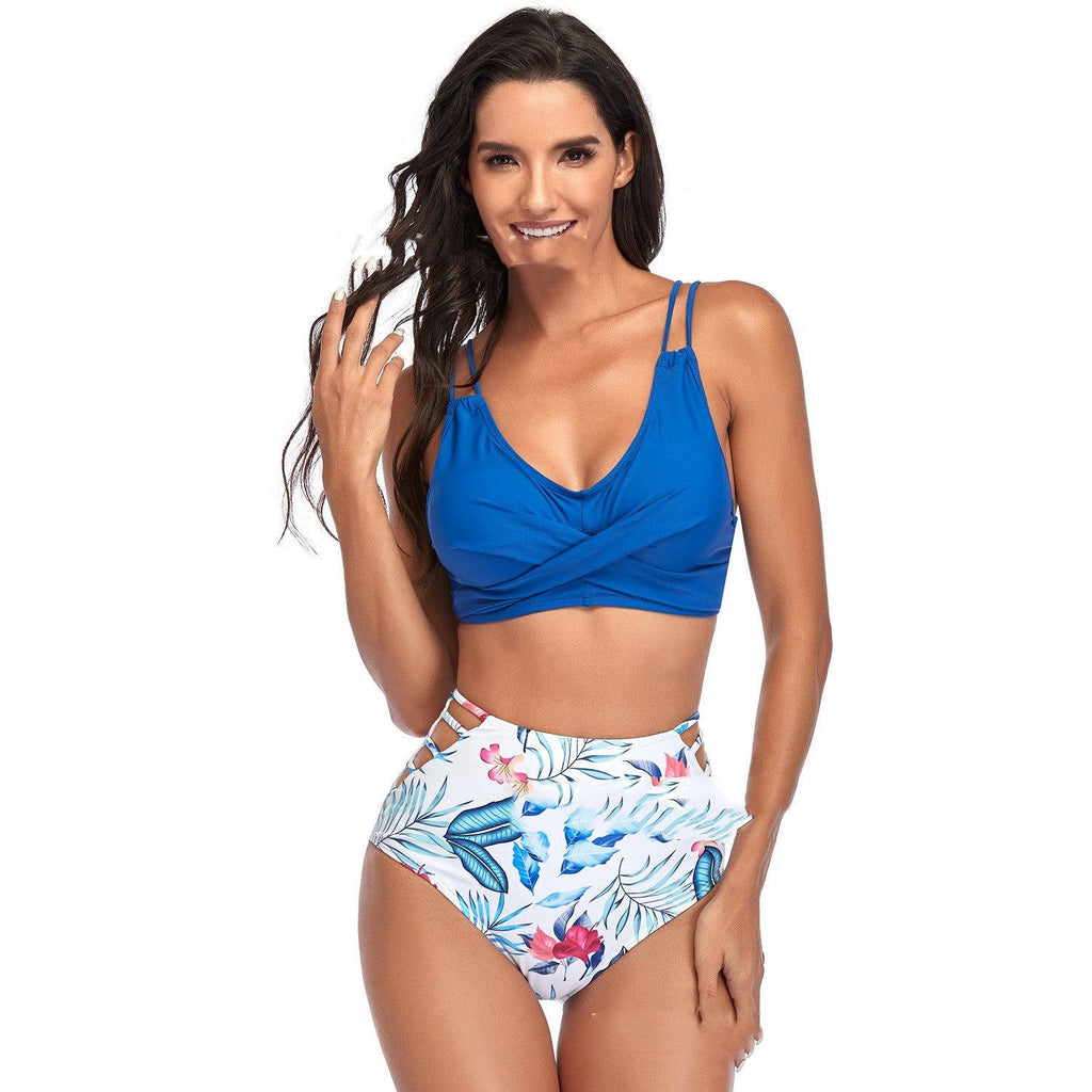 New High-Waist Hollow Swimsuit Sexy Gathered Bikini European And American Beachwear - melvincucci