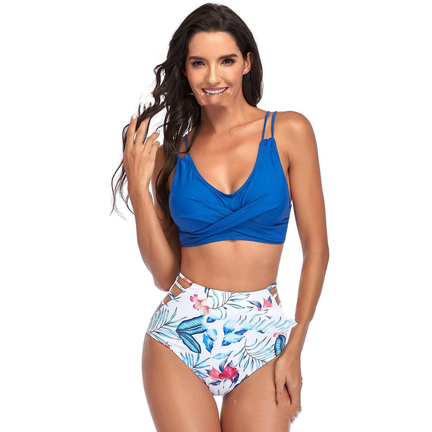 New High-Waist Hollow Swimsuit Sexy Gathered Bikini European And American Beachwear - melvincucci