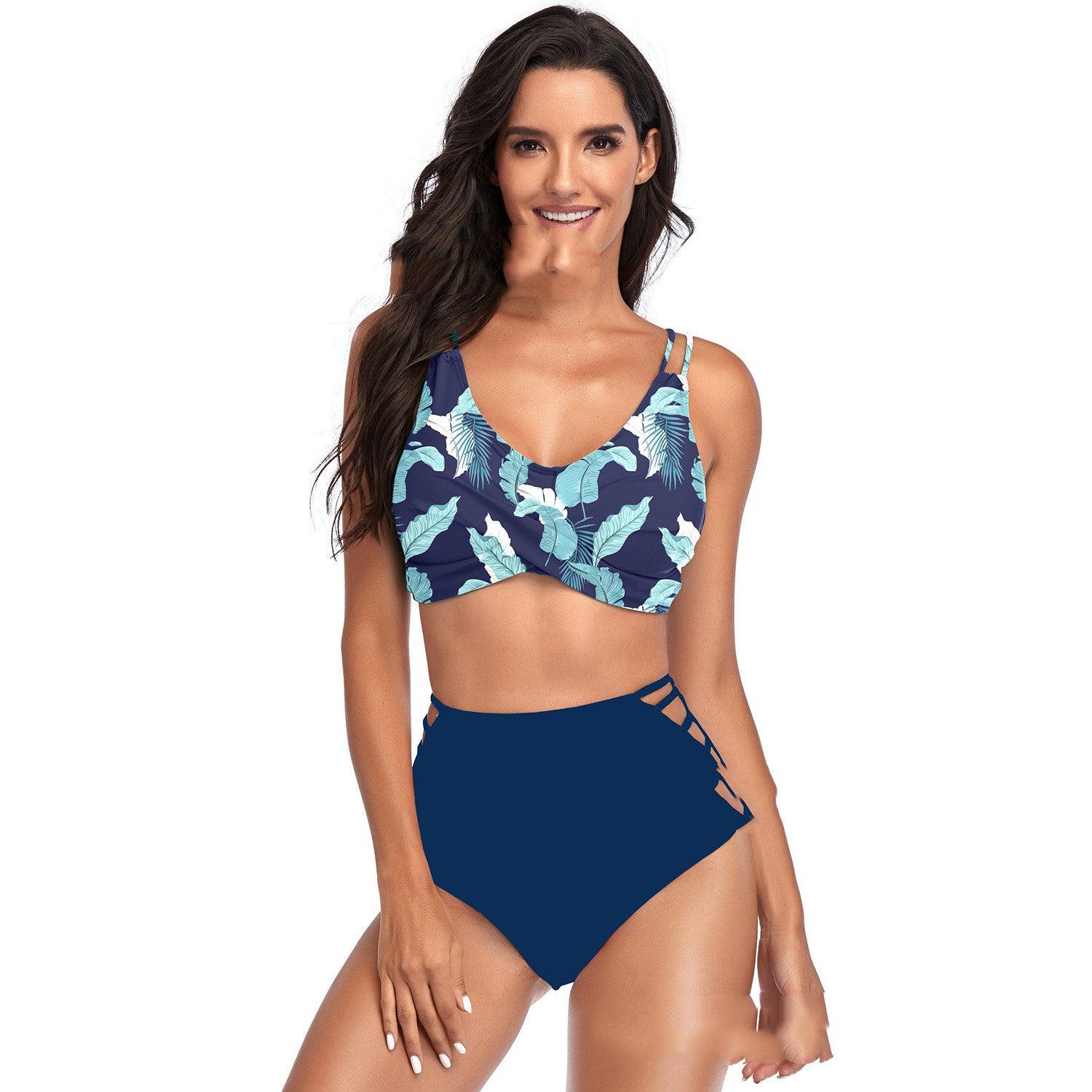 New High-Waist Hollow Swimsuit Sexy Gathered Bikini European And American Beachwear - melvincucci