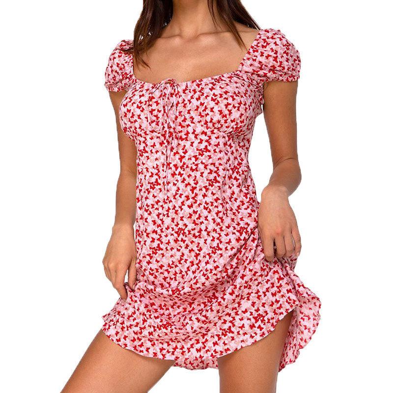 New Hot Women Boho Polka Dot Printed Sexy Bow Bodycon Dress Summer Holiday Sundress Beachwear Mini Dress - melvincucci