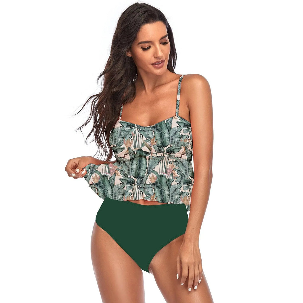 New Skirt Split Bikini European And American High Waist Swimsuit Ruffled Beachwear - melvincucci