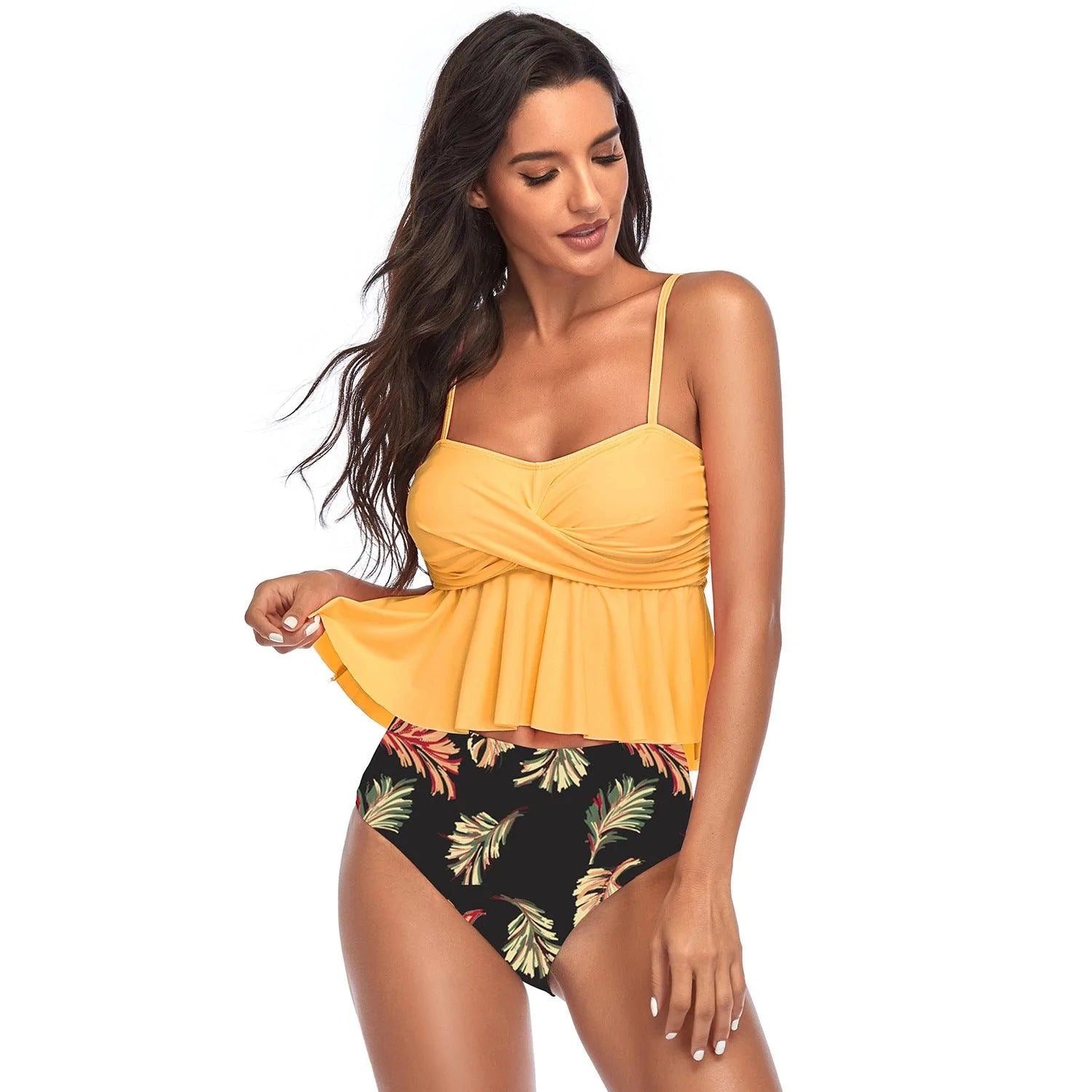 New Skirt Split Bikini European And American High Waist Swimsuit Ruffled Beachwear - melvincucci